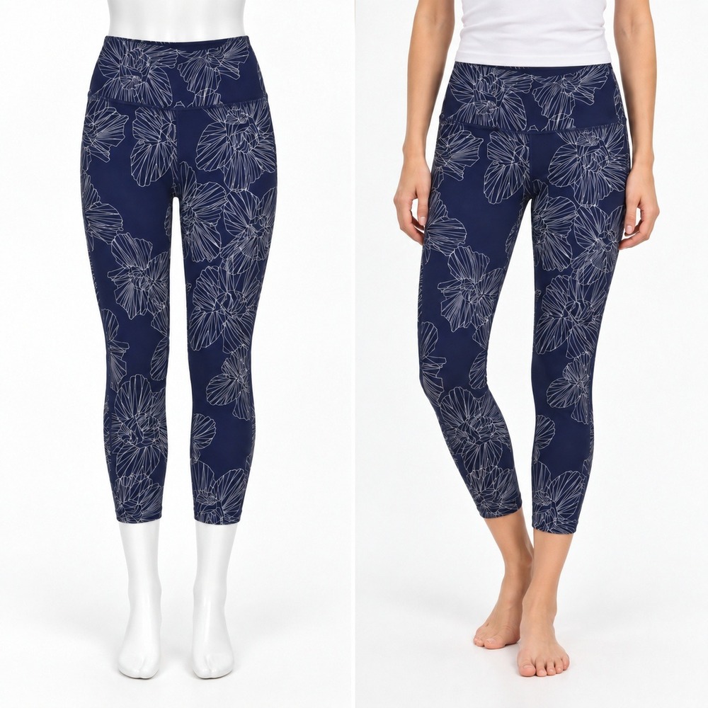 Calvin Klein Performance Leggings Womens XS Navy Floral Sporty Chic Athleisure